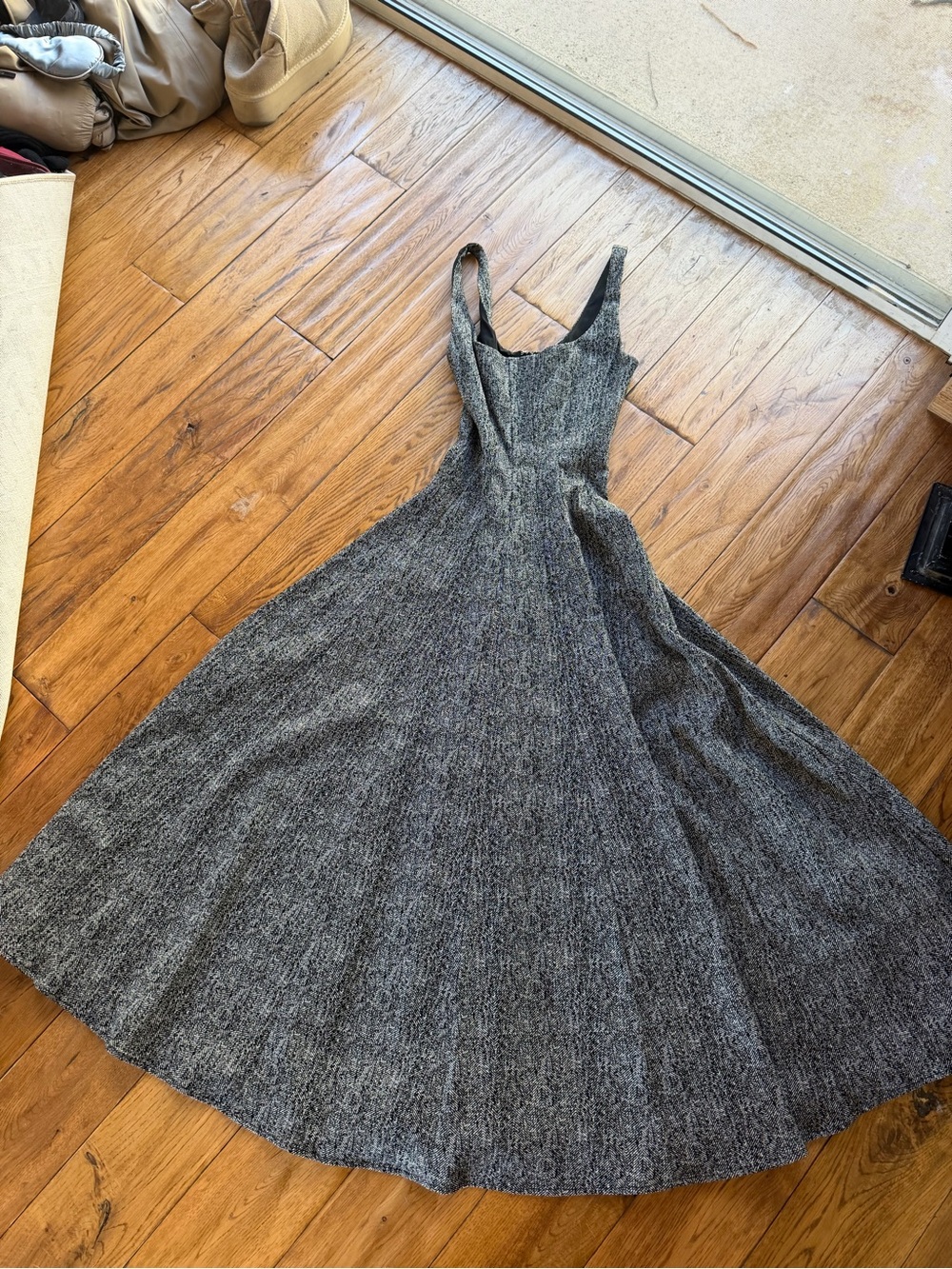 STAUD Scoop-Neck Midi Dress in Taupe - Picture 2 of 5